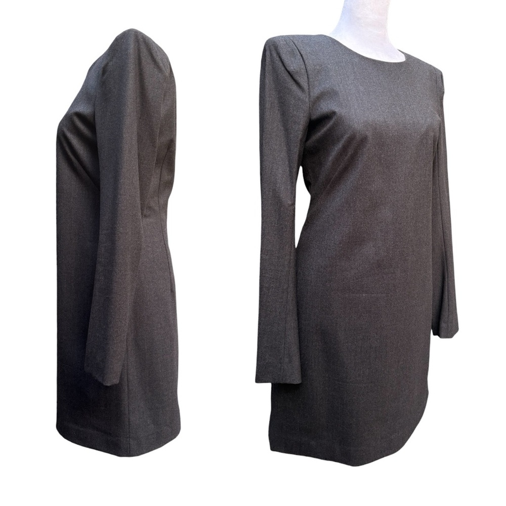 Theory Long Sleeve Charcoal Gray Wool Mini Dress | Size 6* - Picture 6 of 12